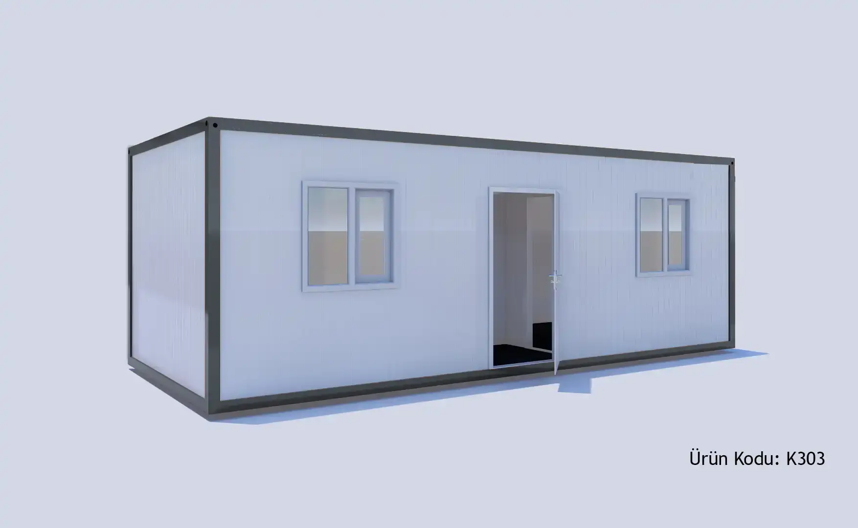 300x700 K303 Tek Giriş İki Oda Konteyner Wc-Duş