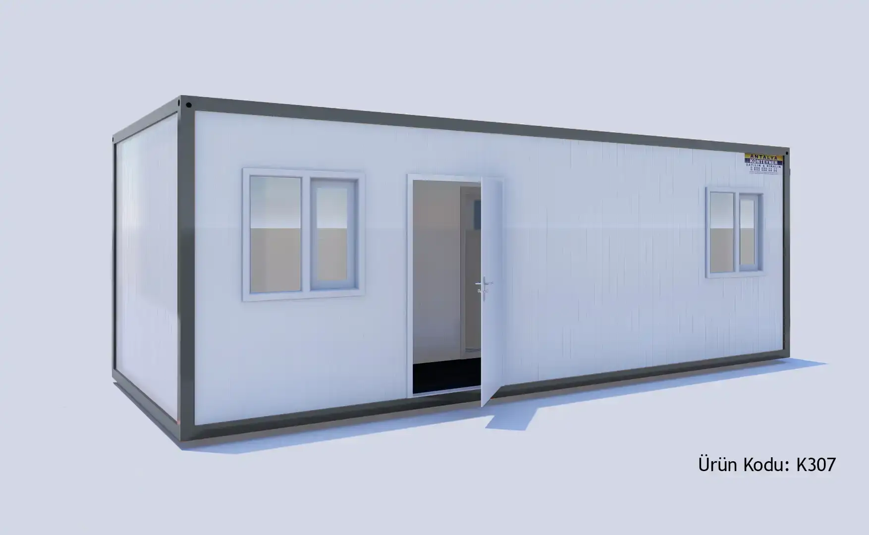 300x700 K307 İki Oda Konteyner Wc-Duş-Mutfak